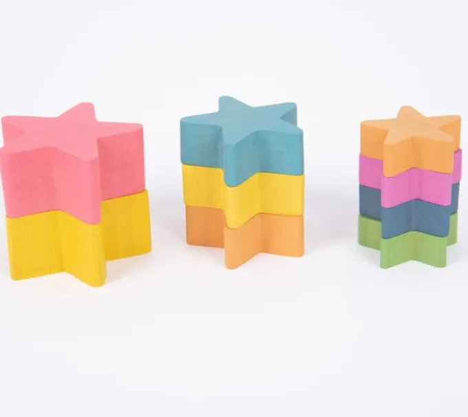 Sterne aus Holz, Regenbogen, 21 Stk