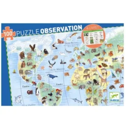 Suchpuzzle mit 100 Teilen – Tiere der Welt