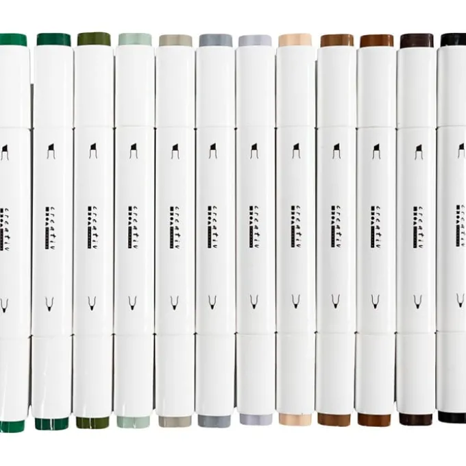 Twin Markers, 12 Stk. - Naturfarben