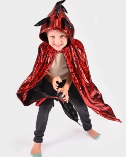 Umhang Fantasie-Drache, rot - Gr. 3-8 Jahre