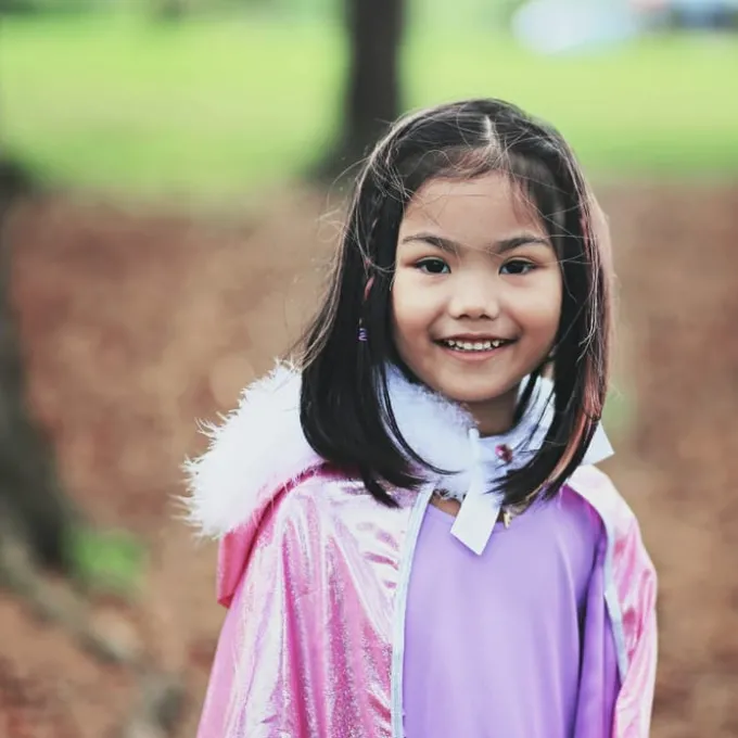 Umhang Glitzer mit Pelz, Gr. 4-7 Jahre - rosa