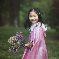 Umhang Glitzer mit Pelz, Gr. 4-7 Jahre - rosa
