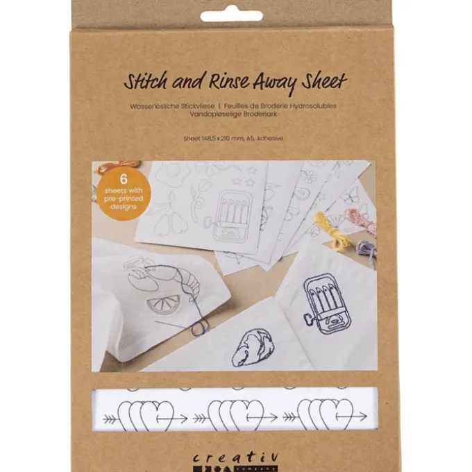 Wasserlösliche Stickfolie – mit Motiven, 6 Stk.
