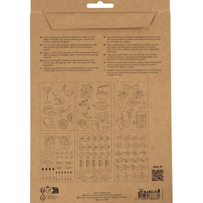 Wasserlösliche Stickfolie – mit Motiven, 6 Stk.