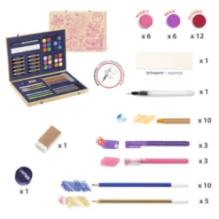 Zeichen- und Malkoffer – Glitzer, 60 Teile